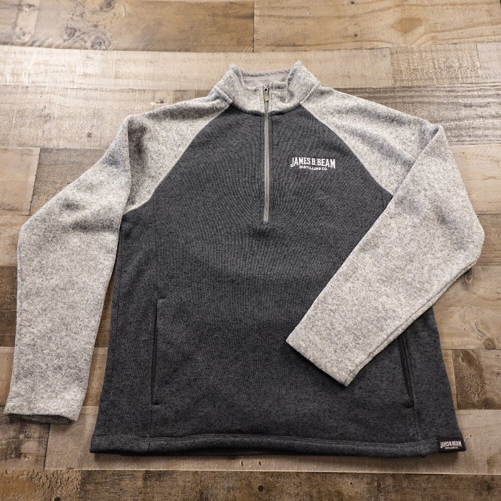 Jim Beam‎ quarter zip pullover sweater men's large gray salt heather James Beam